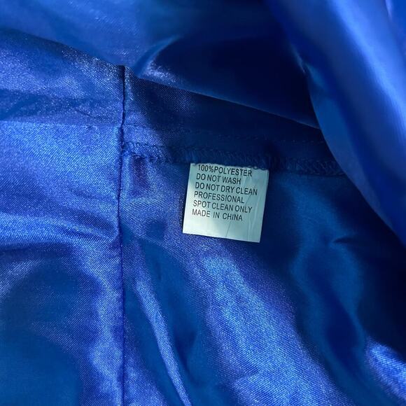 NWT Leena For Mac duggal 55682 Dress Blue Plunged Bishop Sleeve Long Gown Size 6 - Picture 8 of 8